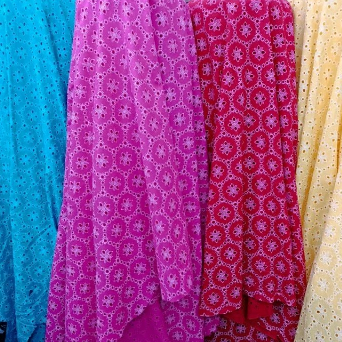 Kain katun bordir bolong warna bahan gamis