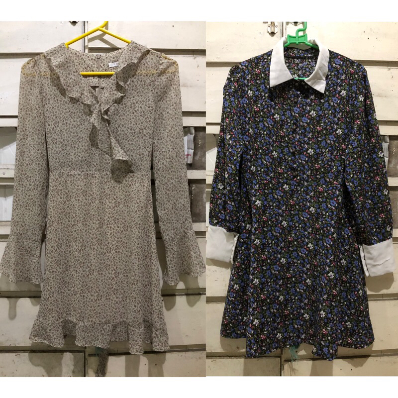 Midi dress sifon lengan panjang no minus