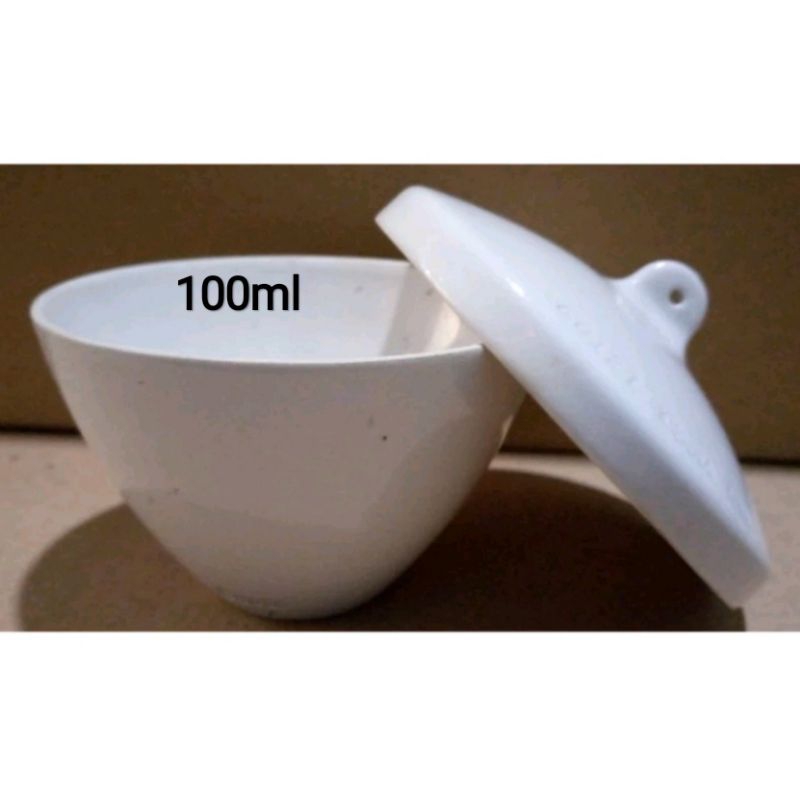 Crucible Porcelain 100ml With Lid Cawan Krusible Porselen (Packing Bubble+Kardus)