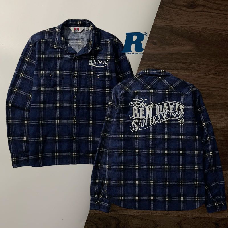 Kemeja Flannel Shirt Double Pocket BENDAVIS Size M Unisex 002