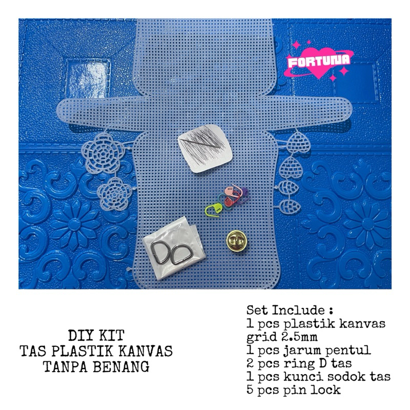 (Grid 2.5mm) Plastic Canvas DIY Kit Clutch Purse / Tas Tangan Pita Organza Jaring Rajut Sulam / diy 