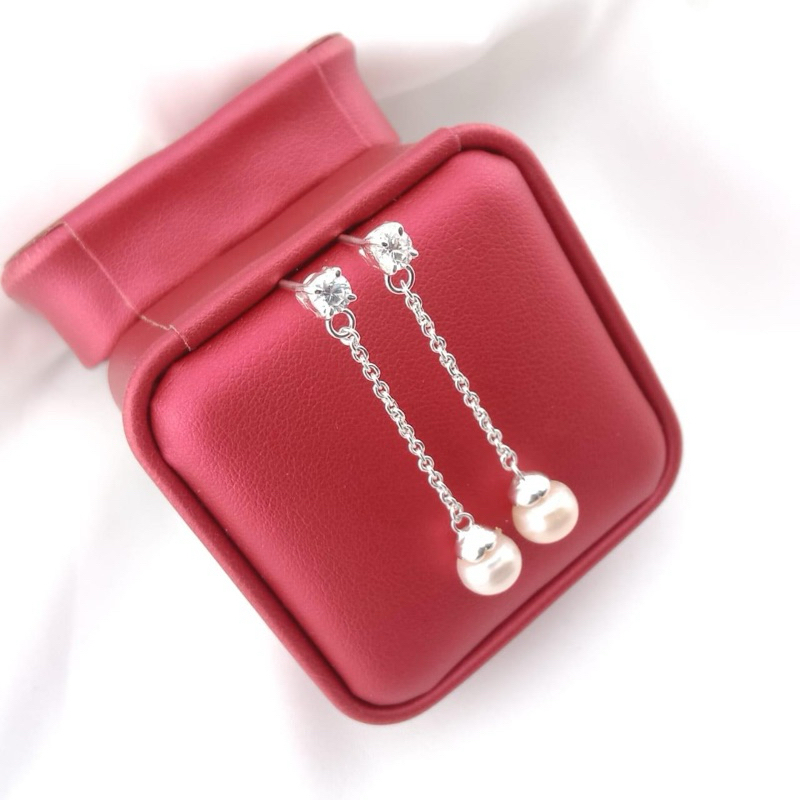 anting perak 925 mutiara asli lombok | giwang bandul panjang mutiara air tawar asli lombok | anting 