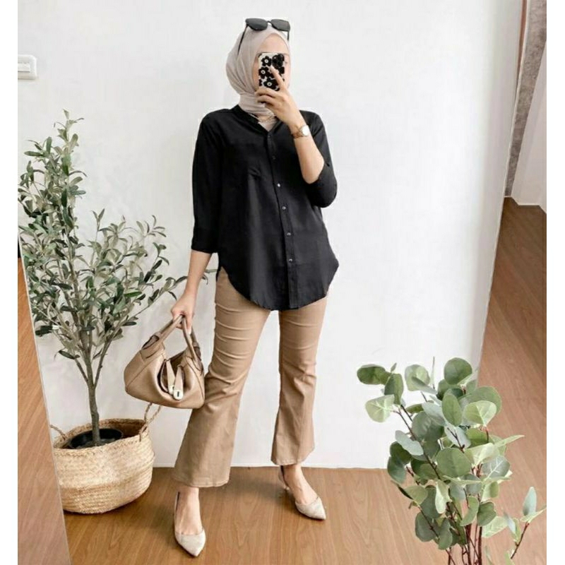 C2 Olivi Shirt - Kemeja Wanita Cringkle Air Flow Over Size/Atasan Wanita Jumbo