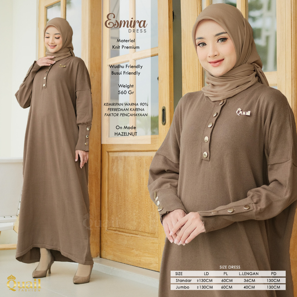 QUAIL HIJAB - ESMIRA DRESS KNIT/DRESS KNIT LENGAN PANJANG/ DRESS KNIT PREMIUM/ DRESS KNIT INARA PREM
