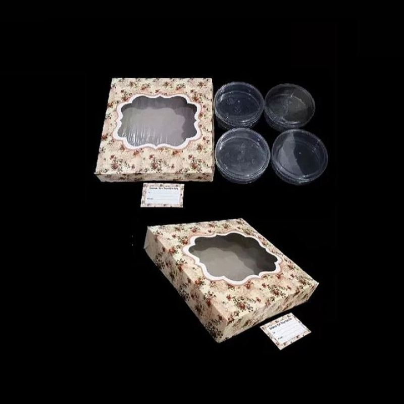 

(5 pcs) kardus toples 250 gram isi 4 dus cake lapis legit box kue kering hampers lebaran 25x25x5 cm