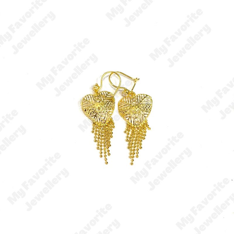 Anting Love Krawang Rumbai Emas Asli Kadar 700