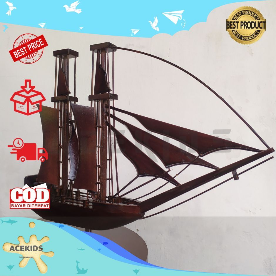 Grosir Miniatur Kapal Bahan Kayu Souvenir Kapal Kayu Pajangan Miniatur Kapal - MKLB