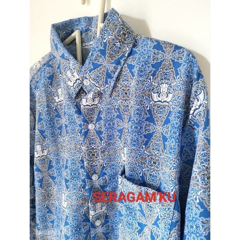 BATIK SMP NEGERI/BATIK SMP NASIONAL/Batik Seragam Sekolah Biru SMP