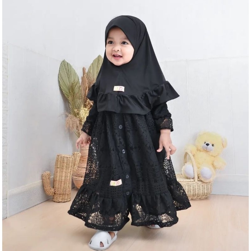 gamis brokat anak 4 tahun warna hitam