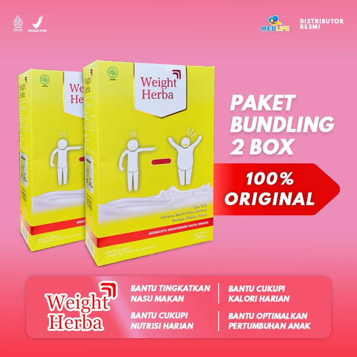 

Weight Herba 2 Box Susu Protein Membantu Menggemukan Badan Secara Ideal Menambah Nafsu Makan Bagi Pria Wanita Original Halal BPOM