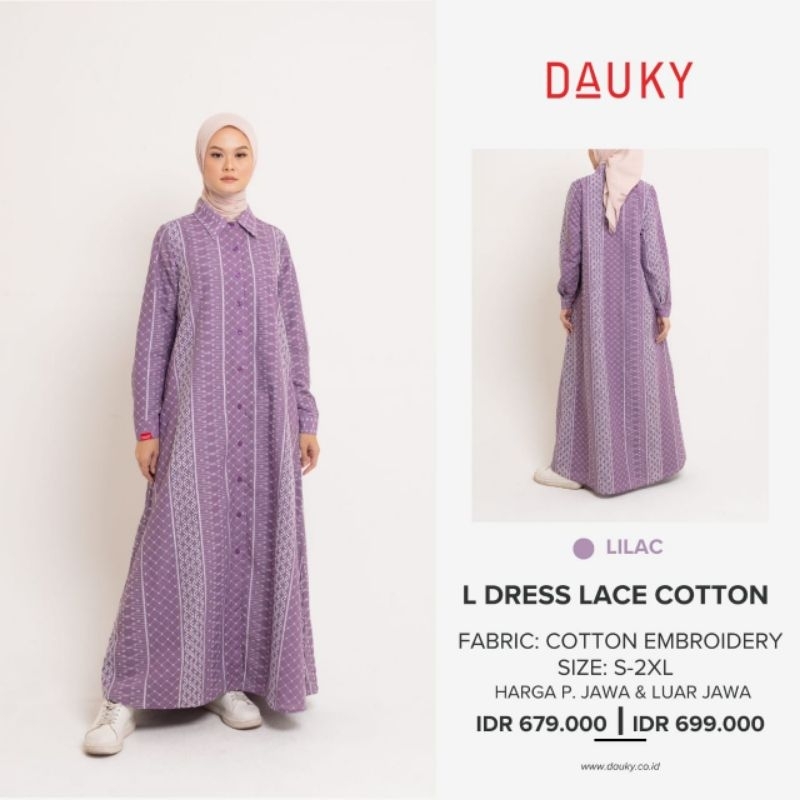 DAUKY L DRESS LACE COTTON / GAMIS LEBARAN FULL BORDIR / GAMIS DAUKY 2024 / DAUKY TERBARU