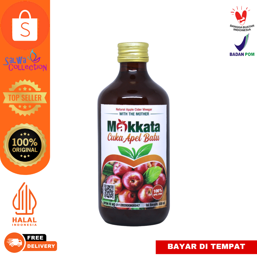 

Cuka Apel Makkata Asli Batu Malang Natural Apple Cider Vinegar BPOM 330ml