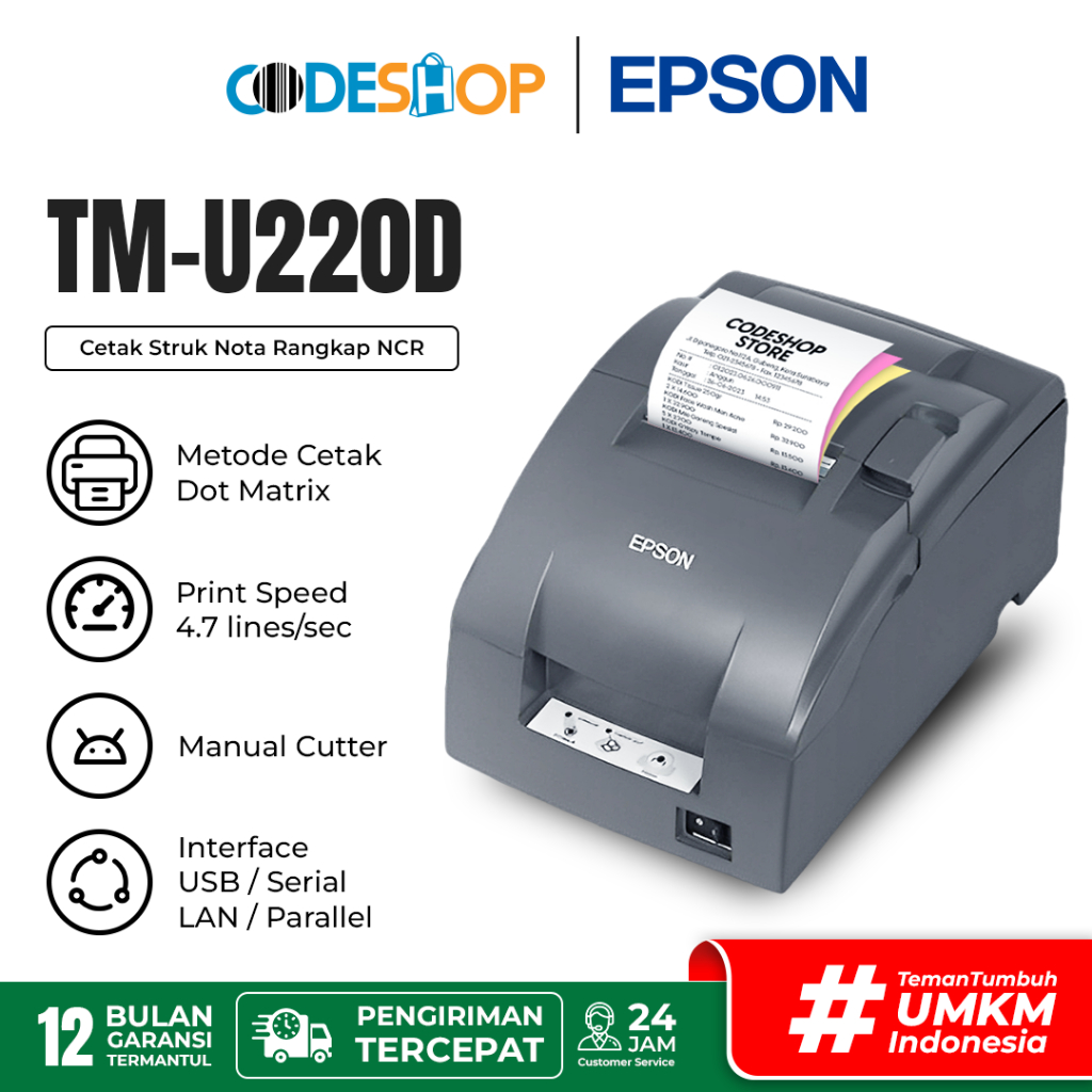 Printer EPSON TMU 220D Dot Matrix Port LAN
