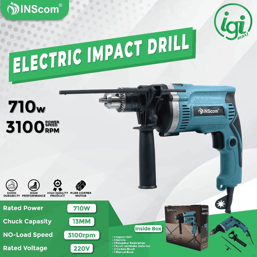 MESIN BOR BETON TANGAN 710W LISTRIK HAND HAMER IMPACT DRILL ELECTRIC
