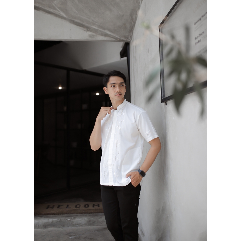 Baju Koko Putih Lengan Pendek Pria Koko Dewasa Lengan Pendek Kerancang Padang
