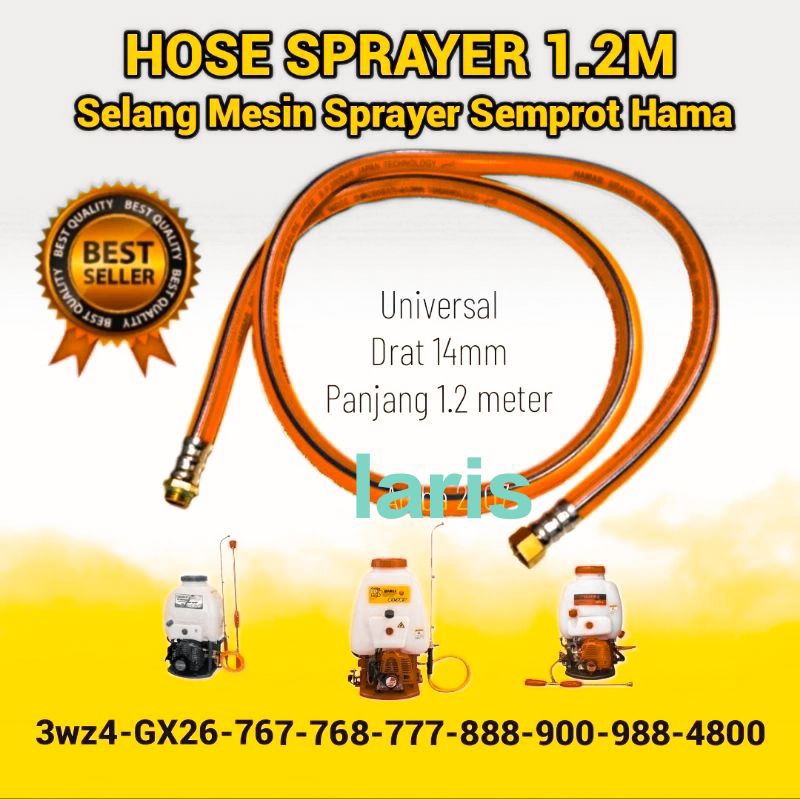 HOSE SPRAYER mesin semprotan 1,2 meter || selang mesin semprot hama 3wz4/tu26/miura 888 FX