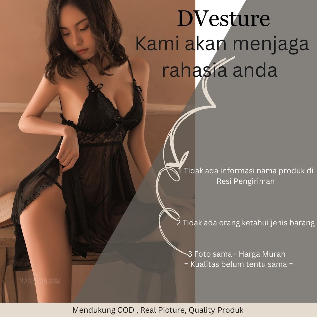 Lingerie Seksi Set D-117 Model Suspender Sweet Lace Pakaian Dalam Baju Tidur Wanita Dewasa Seksi Baju Dinas Malam Panjang Import-1