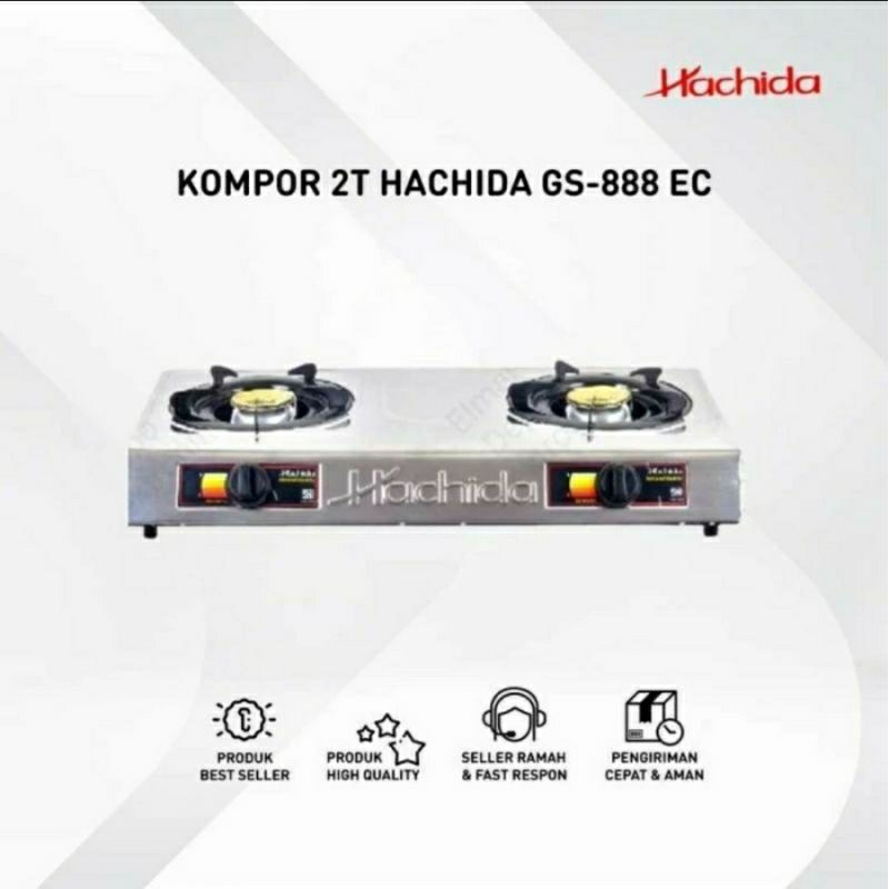 Hachida GS-888 EC Kompor Gas 2 Tungku Stainless Garansi SNI