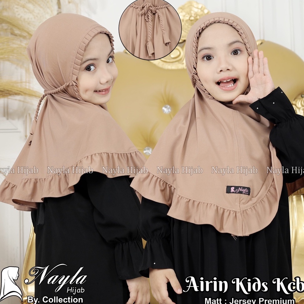 JVC479 GROSIR Kerudung Anak Tali Kepang AIRIN KIDS KCB Hijab Instan Anak Jersey Airis Terbaru Nayla 