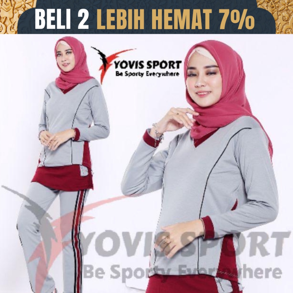 Best Seller Stelan senam wanita baju senam celana senam Yovis Sport  setelan platSetelan senam musli