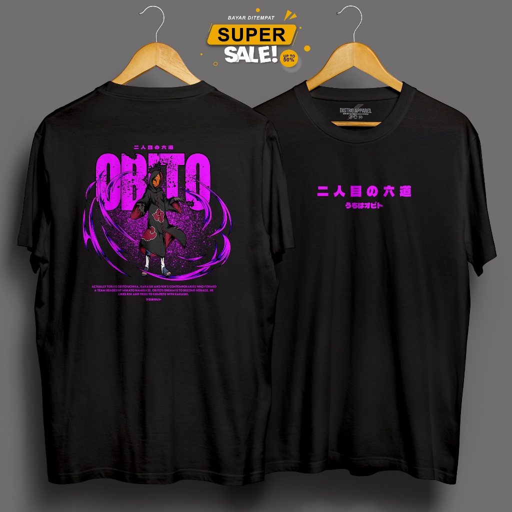 OBITO - KAOS DEWASA MOTIF ANIME NARUTO BORUTO KARAKTER OBITO AKATSUKI