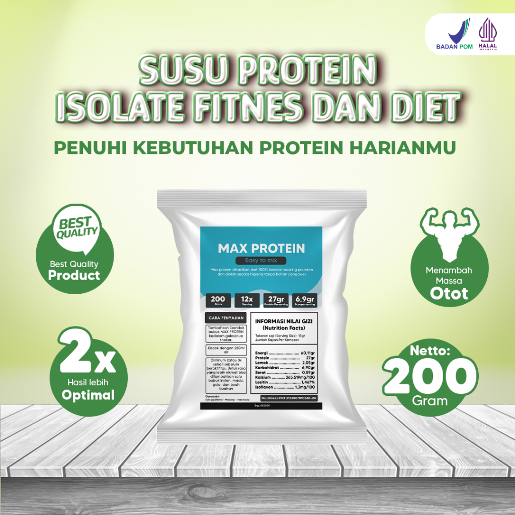 200gr MAX PRO SUSU PROTEIN ISOLATE SUSU FITNES DAN DIET