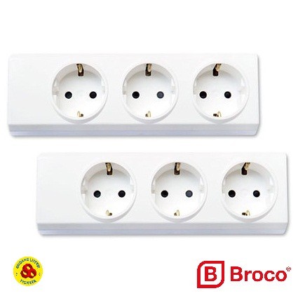 BROCO STOP KONTAK BROCO 3 LUBANG / TERMINAL / COLOKAN LISTRIK