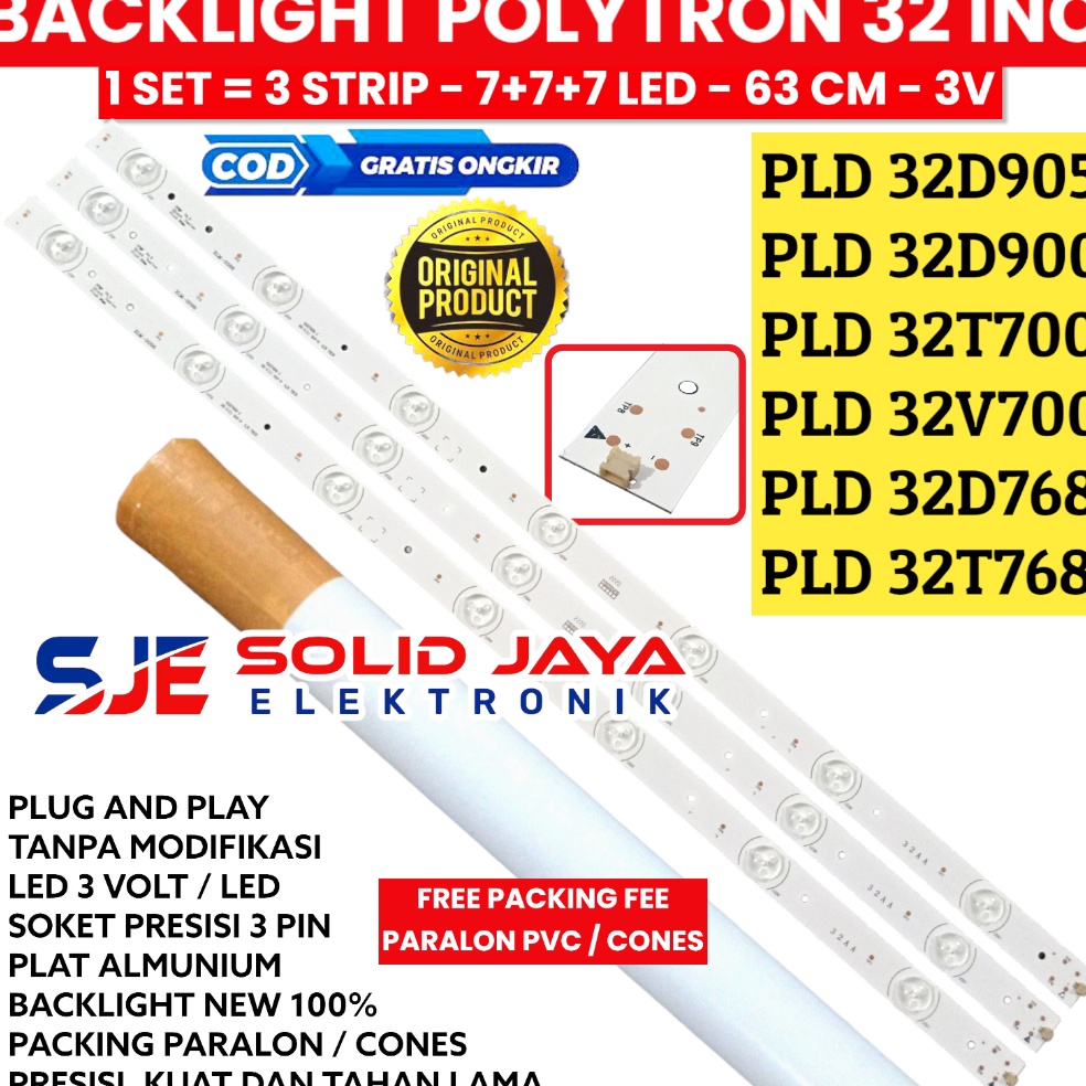 REKOMENDASI BACKLIGHT TV LED POLYTRON 32 INC PLD 32D95 32D9 32T7 32V7 32T768 LAMPU BL 7K 3V 7 KANCIN