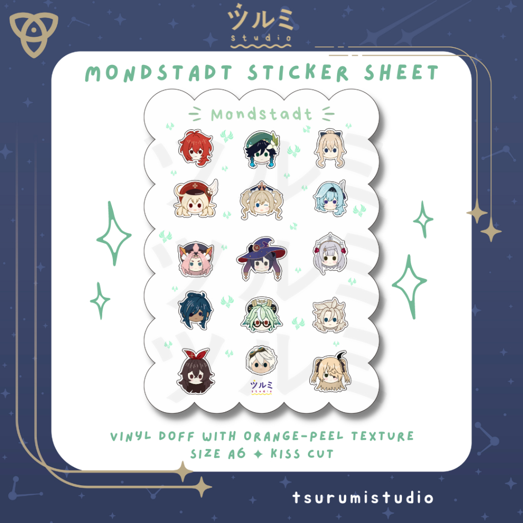 

Genshin Impact Regions Sticker Sheet: Mondstadt, Liyue, Inazuma, Sumeru by tsurumistudio