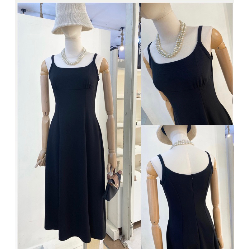 Kate Midi Dress / Plain Midi Dress/ Dress Hitam