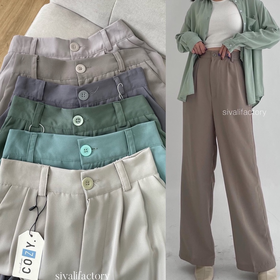 QIU753  SIVALI Loose Pants 332 Trousers Wanita PART 1 Celana Anti Kusut  Celana Kulot Wanita  Celana