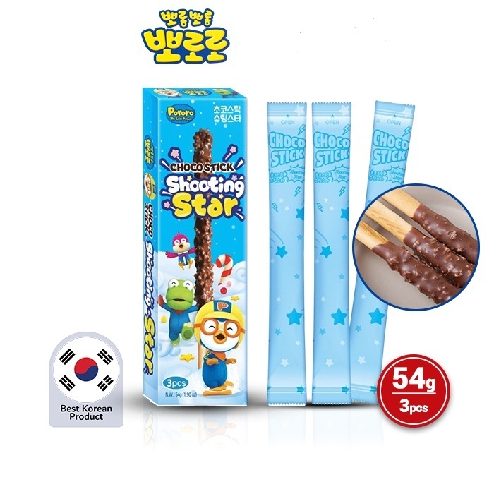 

Pororo Choco Stick Shooting Star Biskuit Stik Cokelat & Permen 54gr