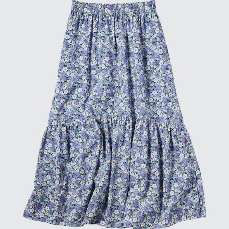 Uniqlo Paul & Joe  Cotton Tiered Long Skirt - Flower Skirt Paul & Joe- Rok Umpak Bunga Uniqlo Paul a