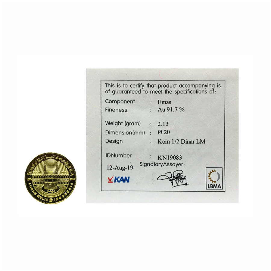 Logam Mulia Koin Dinar Antam Kabah 1/2 Dinar (2,13 gram) AU 917