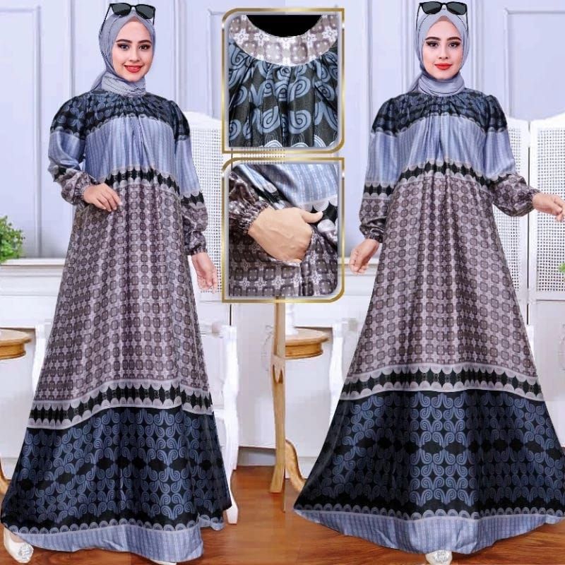 Cod amina dress ready gamis jumbo gamis sutra silk premium gamis kekinian