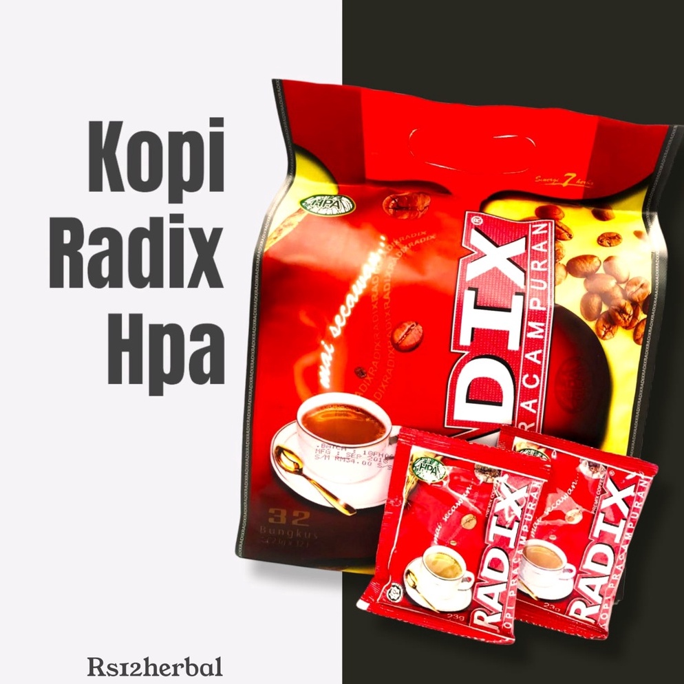 

PEG954 1111 Kopi Radix Premix Coffee Kopi Pracampuran Mai Secawan isi 32Sachet HPA Malaysia Original