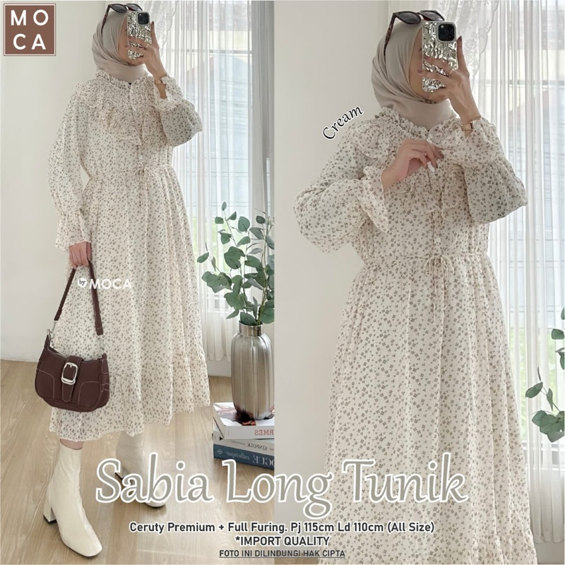 SABIA LONG TUNIK ALA KOREAN LOOK MOTIF CERUTY FULL FURING 1903