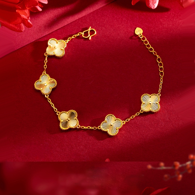 Van Cleef & Arpels Gelang transfer emas 10 karat gelang semanggi