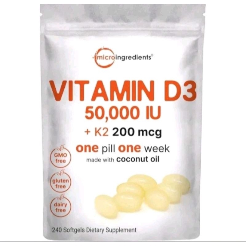 PROMO VITAMIN D3 50000iu+ k2 200mcg Microigredients 240 softgel