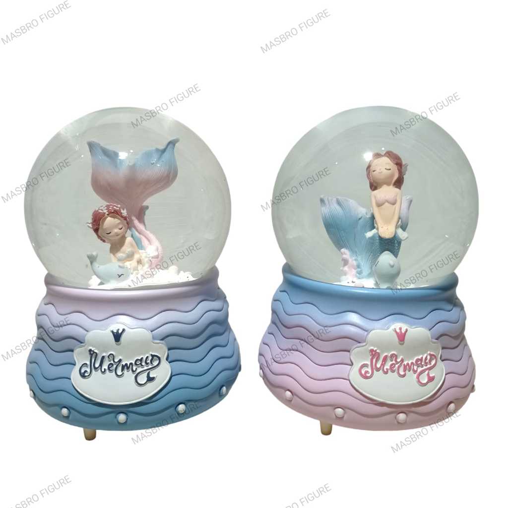 Pajangan Bola Air Figure Mermaid Snowball Putri Duyung Musik dan Led