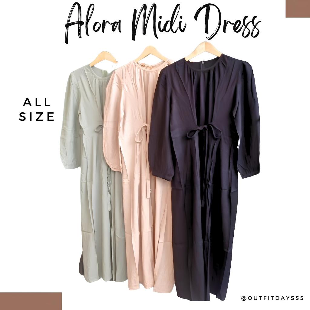 ALORA MIDI DRESS - Gamis Muslim Katun Twill Tali Pinggang
