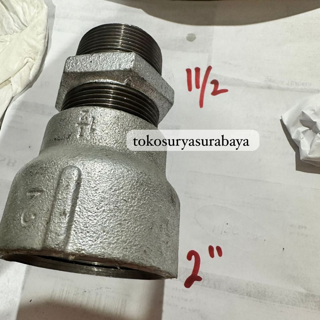 BESI Sok Drat dalam 2" x Sok drat luar 11/2" Verlop Sok 2" x 11/2" BESI