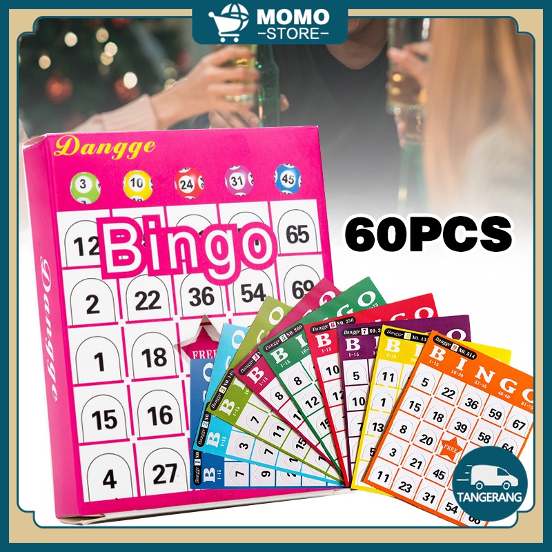 60 Buah/Kotak Bingo Card 9 Warna Kartu Bingo Lengkap