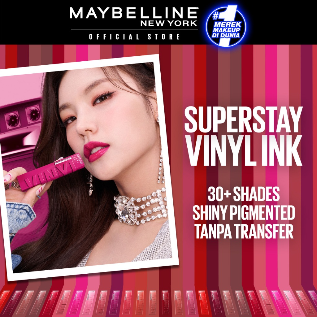 Maybelline Superstay Vinyl Ink 4.2 ml - Shiny Pigmented Liquid Lipstik Lipstick Make Up Lipcream Longlasting Waterproof Viral Tahan Lama 16 jam Glazed Image 2