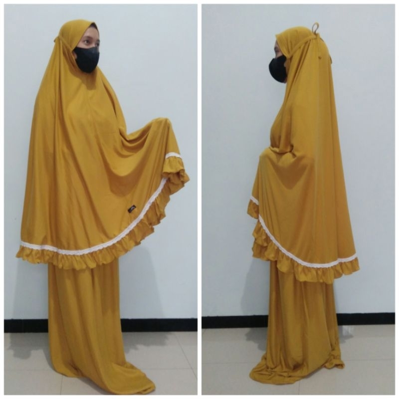 MUKENA BERGO Dewasa Non Pet Tali Bahan Kaos FREE JILBAB BERGO