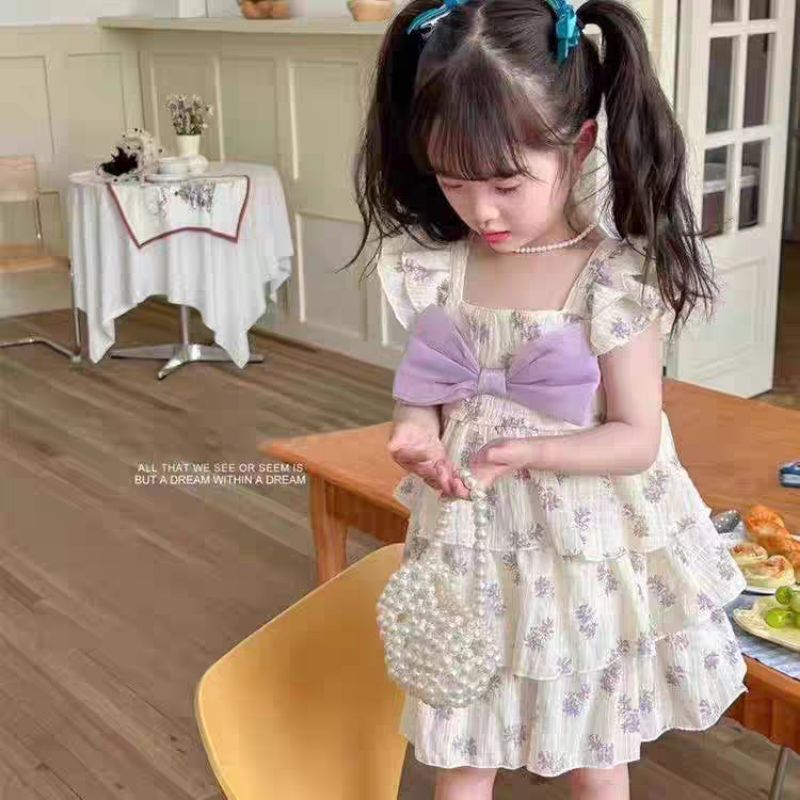 dress anak sweet live lilac dan pink import original katun