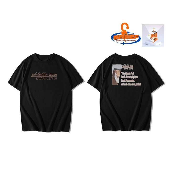 Kaos T-Shirt Baju Distro JALALUDIN RUMI Katun Combed 24s Premium