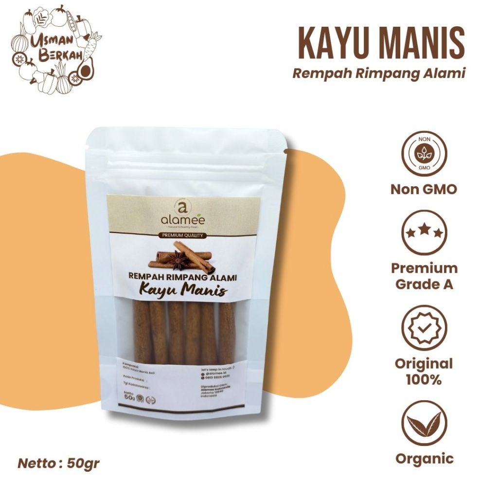 

Kayu Manis Cinnamon Stick Rempah Batang Rimpang Organik Alami Bumbu Masak Dapur USMAN BERKAH