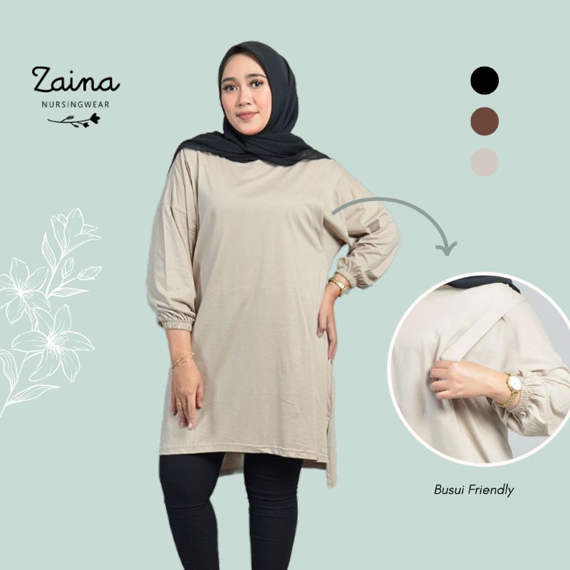 Tunik Polos Busui Friendly Bukaan Samping Lily Kaos Menyusui Zaina Nursingwear