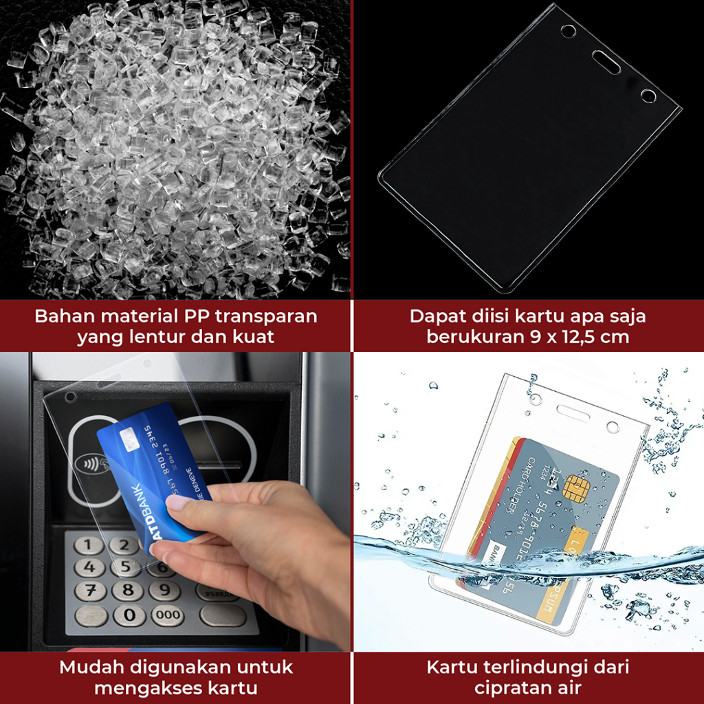 

RB 20 PCS ID Card Holder B4 PVC Mika Transparan Tebal Name Tag Tanpa Tali